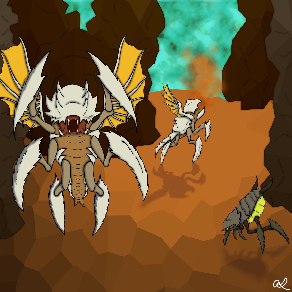 AlyCatAlley's tweet photo. Here is a picture I made recently inspired by Helldivers 2. A bug ambush!

#helldivers2 #helldiver #art #digital #nest #bug #Terminid https://t.co/1VWZDb4tyz