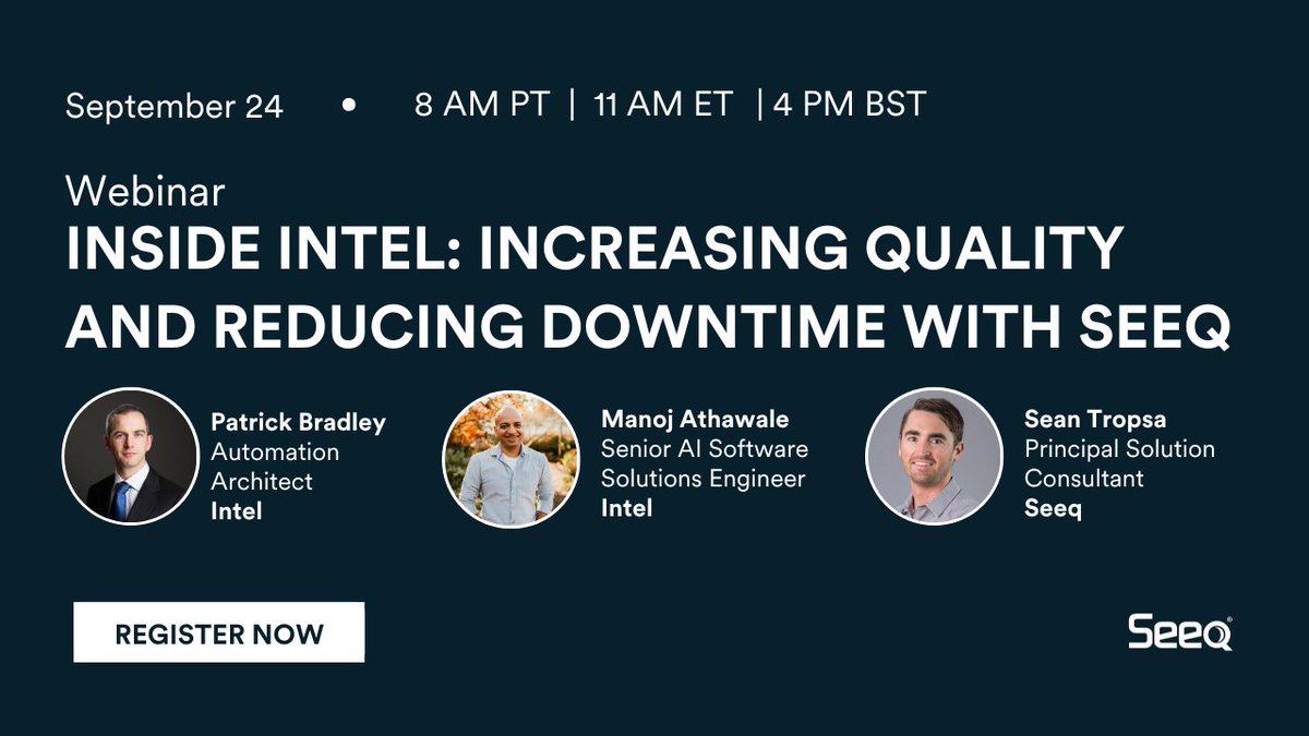 SeeqCorporation's tweet image. Unplanned downtime = lost yield, lost revenue, lost margin.
That’s why Intel partnered with Seeq to transform their fab facility operations.
⚡ Spots are limited, register now: ow.ly/8Vnj50WU0M8
#SmartManufacturing #AnomalyDetection #OperationalExcellence