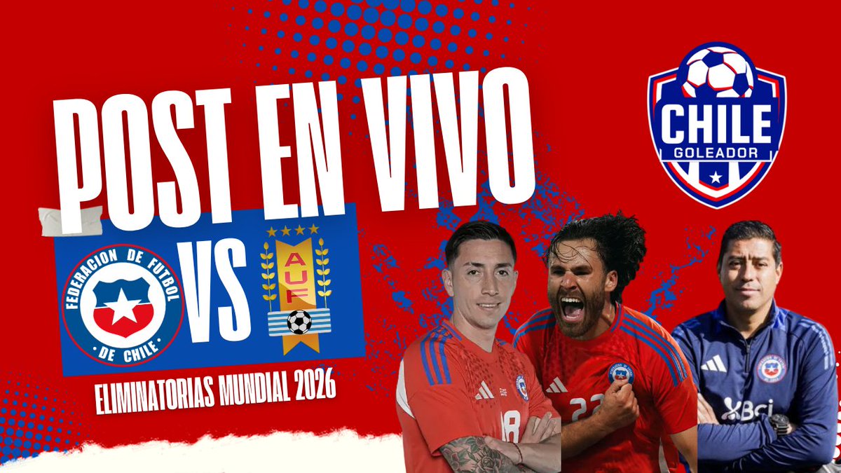 Amigos de Chile Goleador, nos vemos tras el Chile - Uruguay con el todo el post de lo que nos dejó esta última fecha de las Eliminatorias, los esperamos desde las 22:30 en YouTube

#VamosChile #EliminatoriasSudamericanas

youtube.com/live/b5g-Xo3Vu…