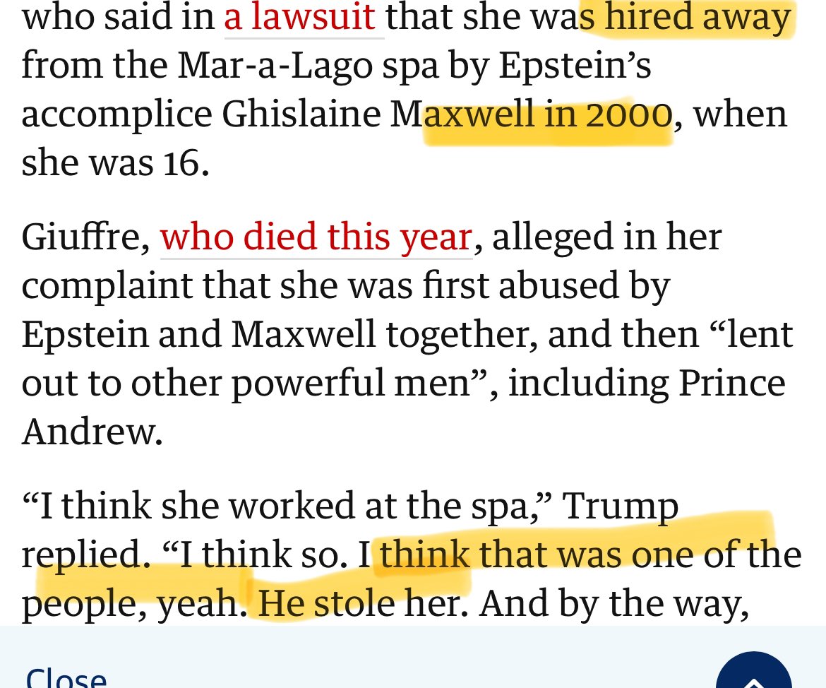 2/4

-Maxwell chose to include this in the book.

-It was in 2003, and depicts Epstein at Mar-a-Lago with groomed girls 

-It was 3 years *AFTER* Trump claimed to cut off Epstein for “stealing” employees.

So clearly everyone knew what was happening at Mar-a-Lago.