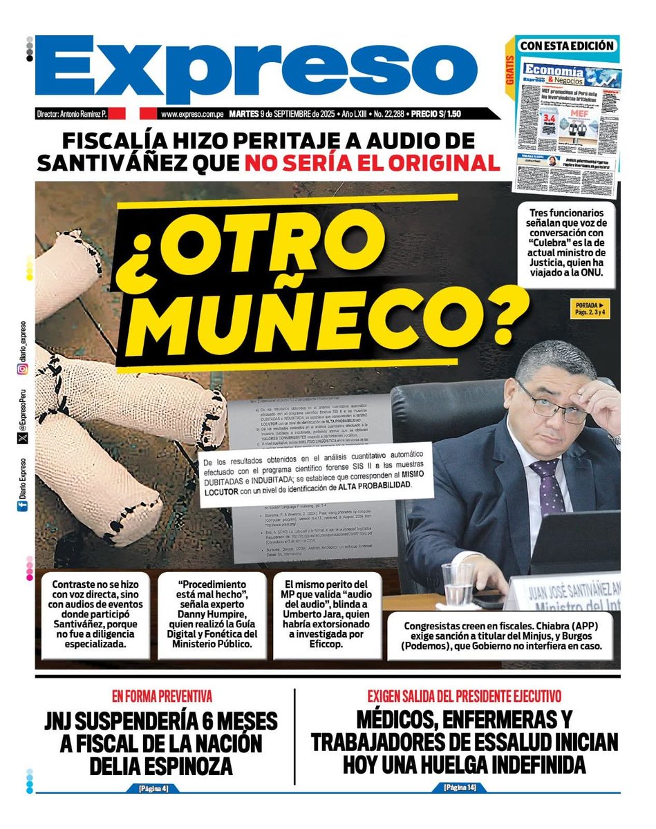 DOBLE RASERO! 
Ya el Ministerio Público está yendo demasiado lejos. Está actuando como " parte " en ciertos Procesos. En el Peritaje a la voz de Santivañez dice que es su voz,bueno y valga; pero en el de Umberto Jara afirma que no es posible determinarlo, por que el sonido es