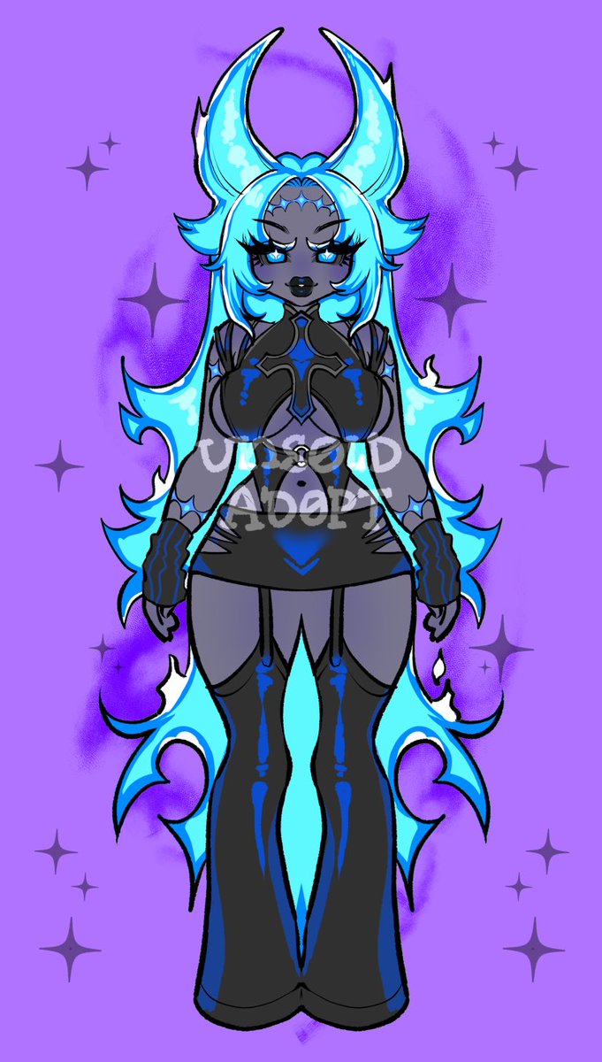 felt like making a semi-chibi base for adopts tehe so a little test one-off one for now !!

💙 🔥 BLUE SPITFIRE
set price $65

reply or dm me to claim!
willing to do holds &amp; can make small changes (color changes, etc)