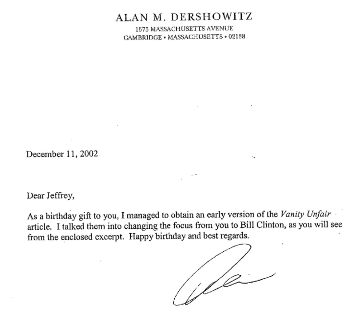 AmberWoods100's tweet image. 🚨 🚨 NEW: Alan Dershowitz admitted (in writing, in Epstein’s birthday book) that he got Vanity Fair to shift coverage away from Jeffrey Epstein and onto Bill Clinton. He called it a “birthday gift” to Epstein.

This confirms what journalists Julie K. Brown and Vicky Ward have…