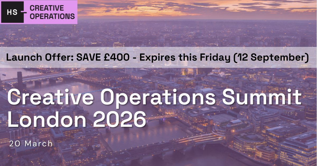 ⏳Tick-tock! Creative Ops London 2026 launch offer ends Friday 12 Sept
🎟️ Secure your spot for just £399
Inspiring talks, smart strategies &amp; networking with creative ops leaders
📍20 March 2026  |  London
Register now👉 henrystewartconferences.com/creative-opera…
#CreativeOpsLDN #CreativeOps2026