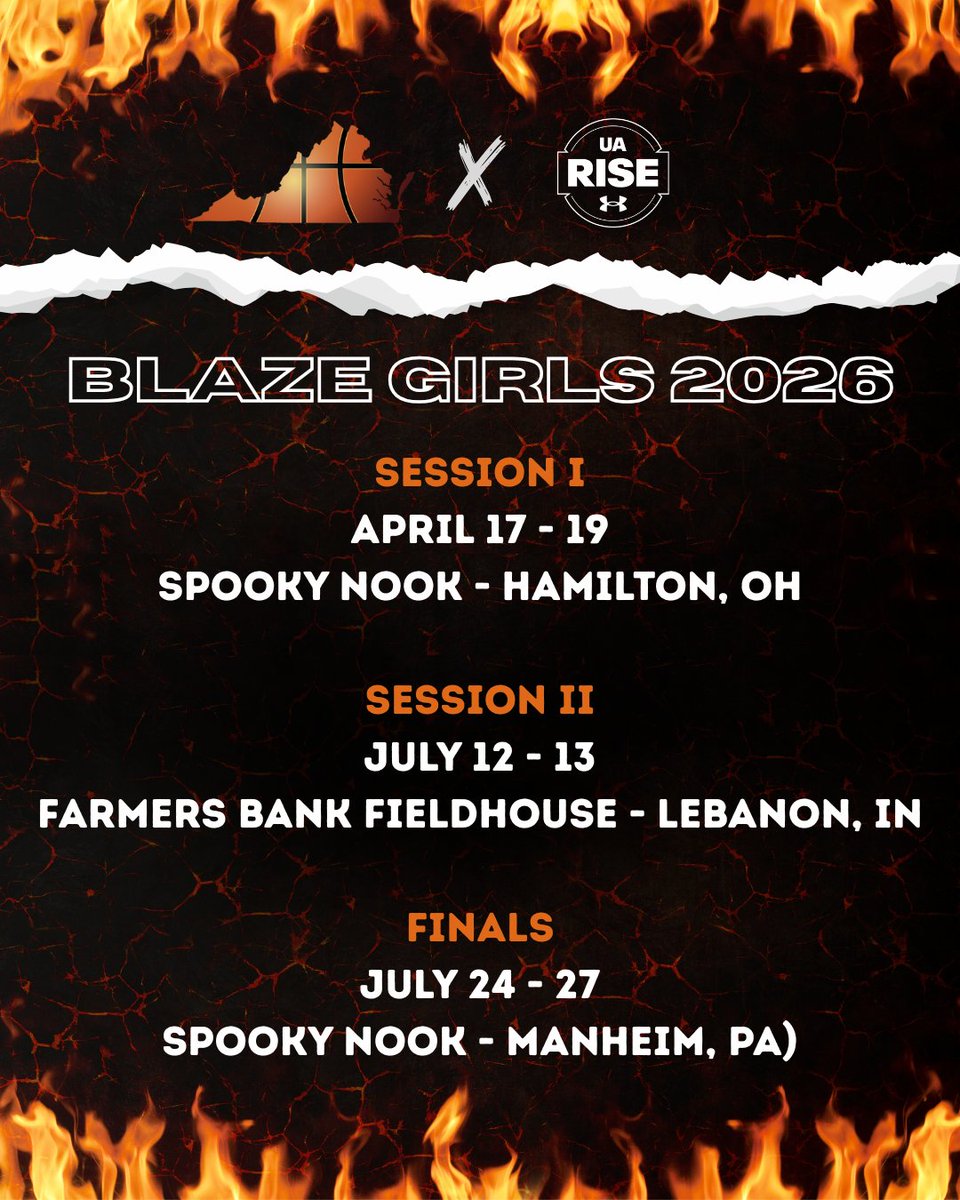 Hoops_VA's tweet image. Blaze Girls will be playing on the UA Rise circuit for the 2026 season.

Still looking for 1 or 2 players for our 16U and 17U teams. Reach out soon if interested!

#blazebasketball #uarise #competeharder