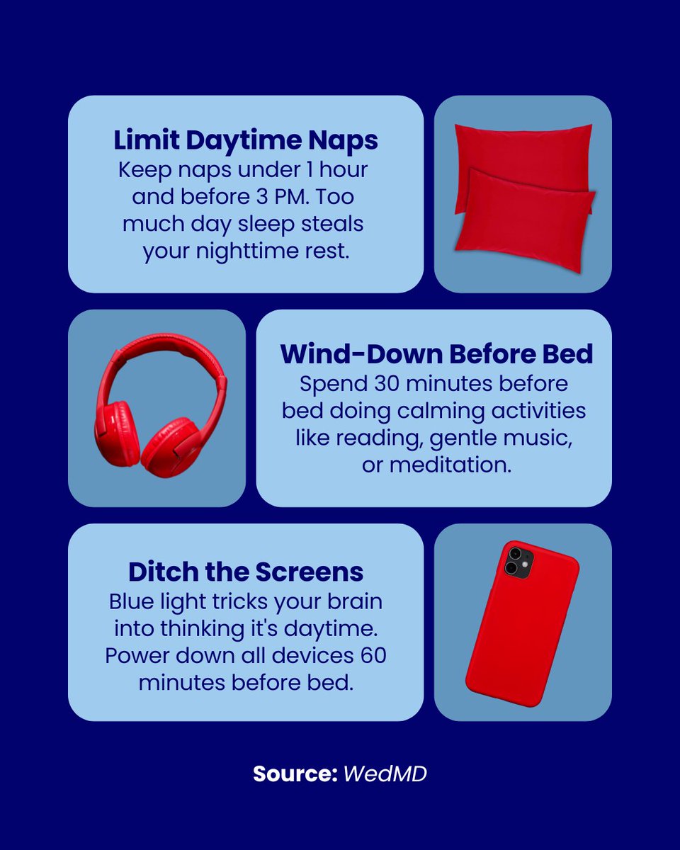 NHCOA's tweet photo. #Aging101 | Getting enough #sleep is essential to our health and #longevity, yet many of us struggle with it. Before resorting to sleep aids, try these 5 strategies that can transform your nights.
These habits can impact how you feel and function daily. Check them out!💤 https://t.co/z2bzazG3Mq