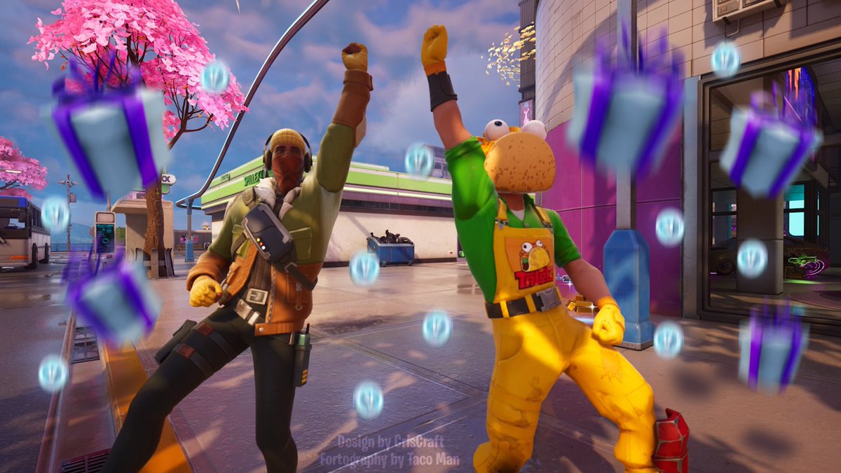 500 V-Bucks gift GIVEAWAY!
x2 winners🏆

To enter:
1. Like + Repost ❤️♻️
2. Follow <a href="/CrisCraft1304/">CrisCraft</a> &amp; <a href="/banamnanbobross/">Taco Man 🌮</a>🔔
3. Comment a picture of your favorite skin 🖼️

Ends on Friday.