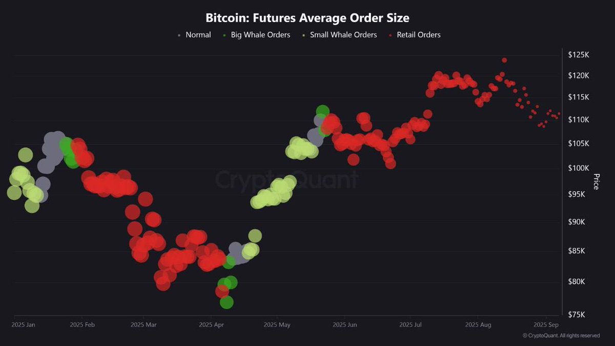 🔴COINTELGRAPH: "Bitcoin: i futures rivelano un calo dell'attività delle balene e un aumento dell'influenza retail, segnalando un sentiment ribassista e prezzi stabili."