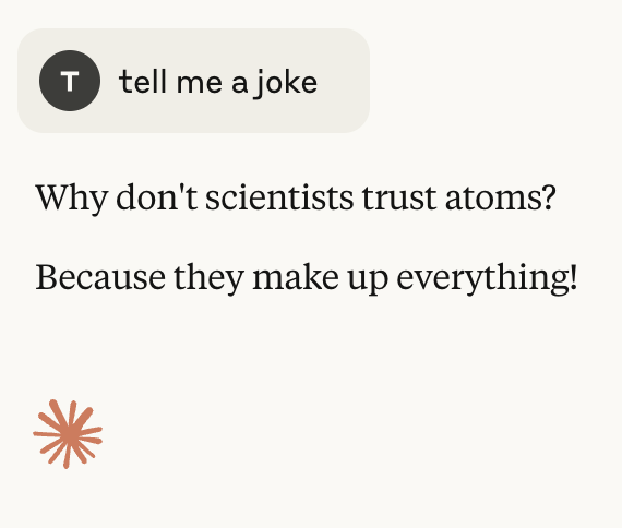 tboylanser's tweet photo. Interesting pattern that I noticed today. The same prompt using the major models gives the exact same response. I'd expect this for a technical prompt requiring a precise answer (math, etc) but not one as open-ended as 'tell me a joke?' Any AI ppl in my circle care to explain? https://t.co/UxljpjTdPx