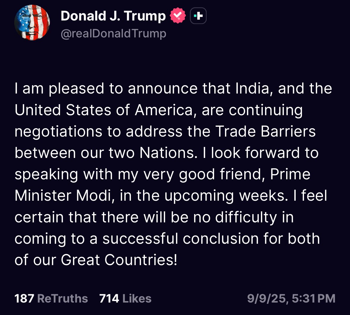 📉KOBEISSI: Trump annuncia continuità nei colloqui commerciali tra Stati Uniti e India
