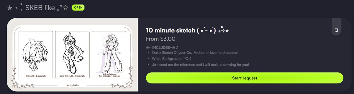 Hello hello! ˗ˏˋ ♡ ˎˊ˗
I have a new service on my vgen for 3 usd (･ω･)
.
.
#art #VGenComm #VGenOpen #Commission #ArtCommission 
vgen.co/Tapita/service…