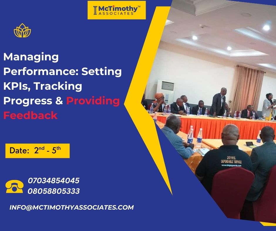 McTimothyNG's tweet photo. Upcoming Training 
Register to attend our: Managing Performance: Setting KPIs, Tracking Progress, &amp; Providing Feedback. Register at https://t.co/WnmmmgpCbp
#McTimothyTraining 
#Performance 
#Training https://t.co/aq4FkCc0Ex