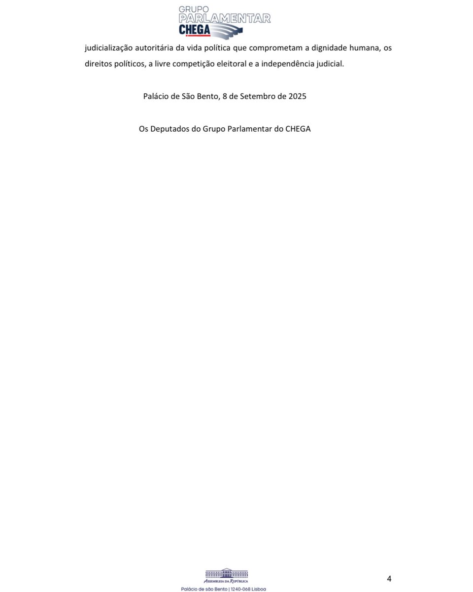 🇵🇹 Em nome do líder do @PartidoCHEGADep, Dep. <a href="/AndreCVentura/">André Ventura</a>, e do Dep. Ricardo Regalla <a href="/dias_pint/">Ricardo Regalla Dias Pinto</a> agradeço aos amigos do Grupo Parlamentar CHEGA por terem entrado com resolução para impedir que o violador de direitos humanos Alexandre de Moraes entre em Portugal.

Fundamentação