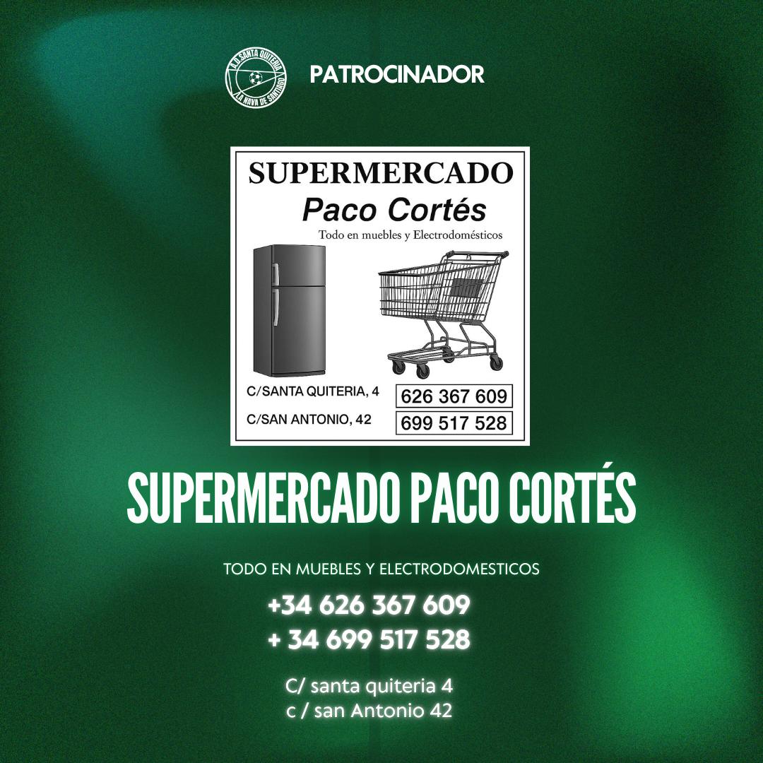 El apoyo de nuestro pueblo se siente dentro y fuera de la cancha 🛒⚽💚. Gracias a supermercado Paco cortes por sumarse como patrocinador oficial de nuestro equipo. ¡Juntos vamos por más!
