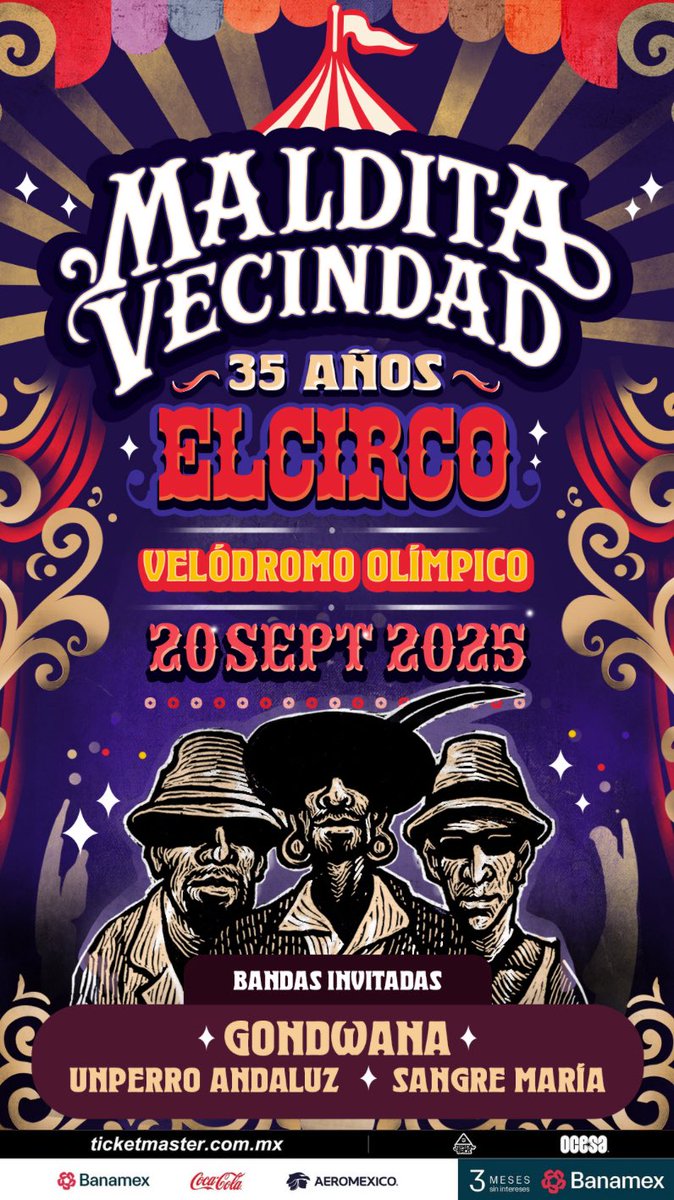 35 Años EL CIRCO.
+ Bandas Invitadas 
20 de Septiembre 2025
Velódromo Olímpico CDMX
🎟️: bit.ly/3YH8Bvx <a href="/Ticketmaster_Me/">Ticketmaster México</a>