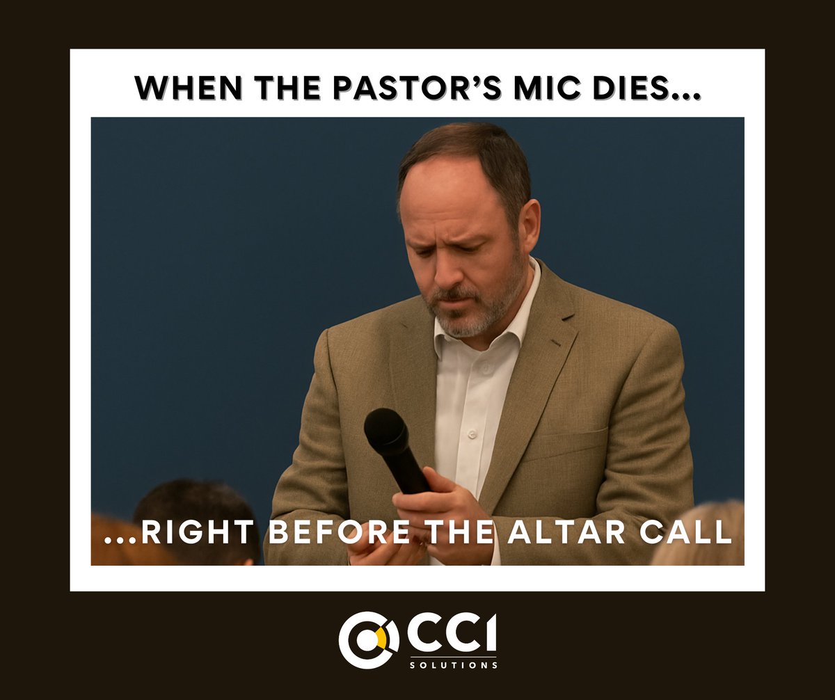 ccisolutions's tweet image. When the pastor’s mic dies… 🎤
…right before the altar call.

#ChurchSound #AVL #WorshipTech