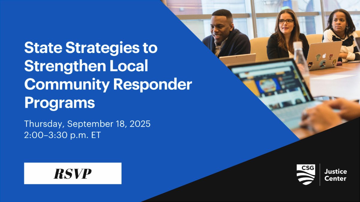 CSGovts's tweet image. Join @CSGJC for a virtual discussion exploring community responder strategies and policies on funding, workforce development, data collection and more.
csgjusticecenter.org/events/state-s…