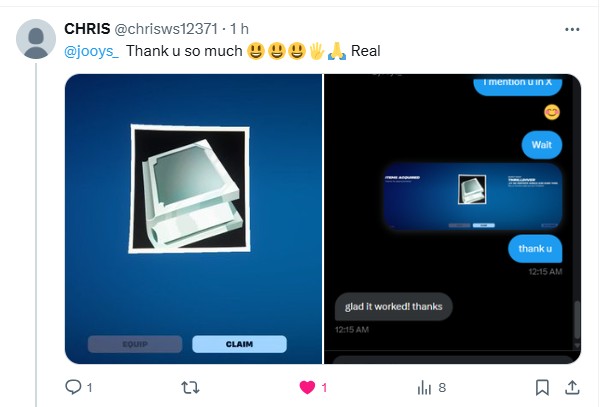 jooys_'s tweet photo. ✨not scam✨

Selling fortnite vivo skin codes
DM me to buy 💜

2 left! https://t.co/5B7F1Fk1Wf