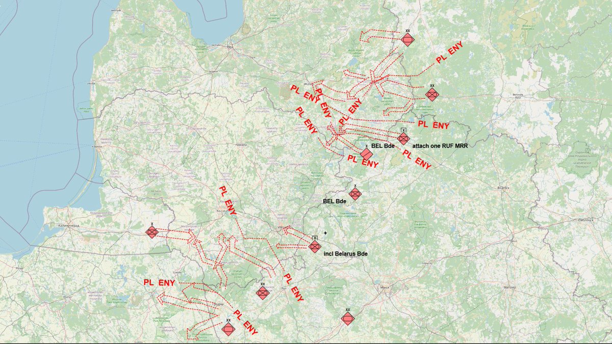 22sec2's tweet image. Trying to get back to all my irons in the fire. I spent the last 30 years wargaming a Cold War gone hot in the 80's. Trying to wrap my brain around the new setting, and how both sides might plan to fight. Below is a concept of an attack I've been working on today.