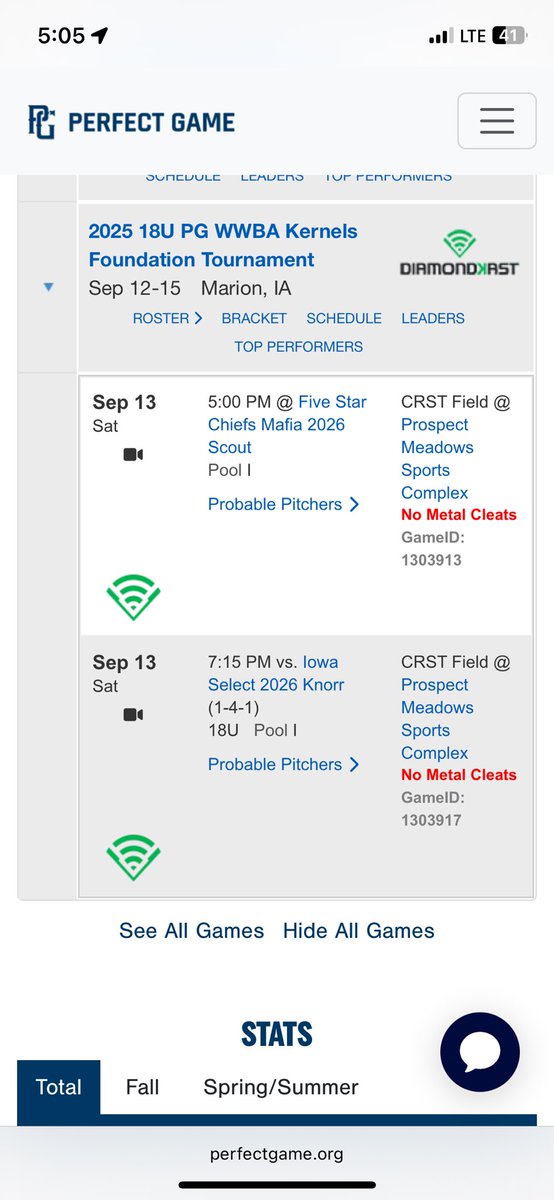 Can’t wait to compete at the Kernels Classic in Marion Iowa.
September 12-15
Pool play schedule below