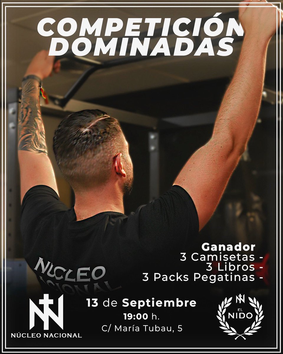Competición de Dominadas este Sábado 13 de Septiembre a las 19:00, la sede estará abierta desde las 17:00. 

El ganador de la competición se llevará de premio:

3 Camisetas a elección 
3 Libros
3 packs de pegatinas