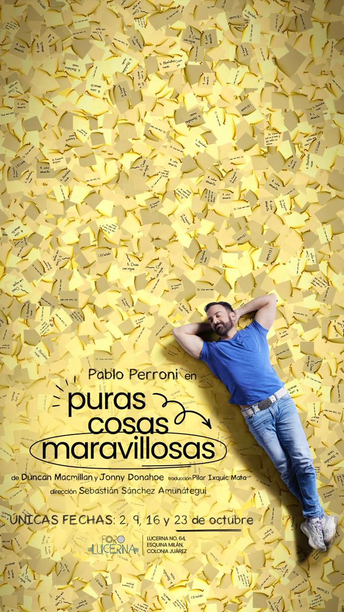 YoSoyXaviOfi's tweet photo. 🎭 Regresa una de las obras más bonitas que he visto, que te deja con un mensaje increíble y motivador.

 #PurasCosasMaravillosas 📝

Regresa con @pabloperroni una corta temporada en el @teatro_milan, boletos ya a la venta con 30% de descuento,  aprovecha 👏🏾 https://t.co/f0nrKfgRnO