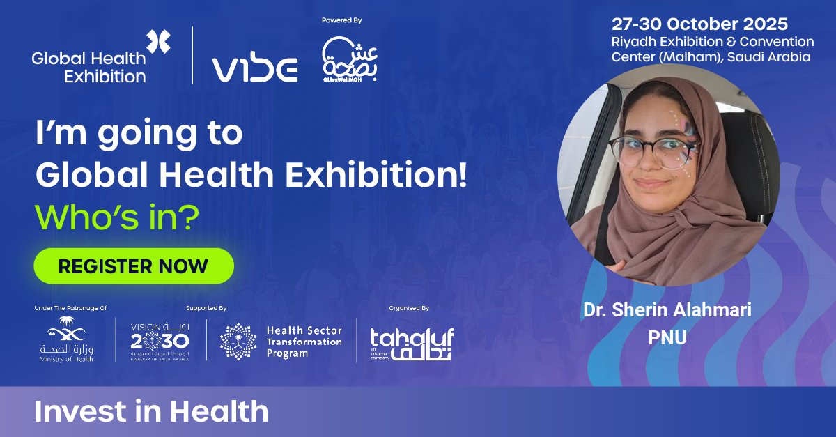 I’ve just registered for the Global Health Exhibition 2025! 🙌  You can join from 27-30 October by registering here: app.ingo.me/q/9jm9o

Can’t wait to explore the latest in healthcare and meet experts from around the world 🌍!!

<a href="/globalhealthexh/">Global Health Exhibition - ملتقى الصحة العالمي</a> 
#ملتقى_الصحة_العالمي