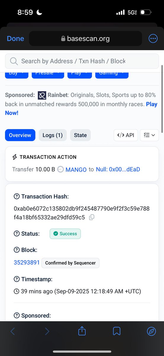 MANGO DEFI (@0xmangodefi) on Twitter photo 🔥 Big Burn Update🔥
We just burned the top wallet holding 10% of the supply, worth $330K at the time of burn.
Those tokens are gone forever, tightening supply and strengthening Mango’s long term value. 🥭🚀
This is a massive step toward building a healthier, more 🔥 Big Burn Update🔥
We just burned the top wallet holding 10% of the supply, worth $330K at the time of burn.
Those tokens are gone forever, tightening supply and strengthening Mango’s long term value. 🥭🚀
This is a massive step toward building a healthier, more