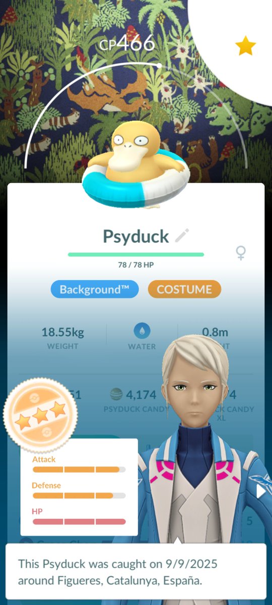 I played like half an hour of the spotlight hour and these are the results. One hundo, one shiny and a  costume Psyduck with background! 🥳