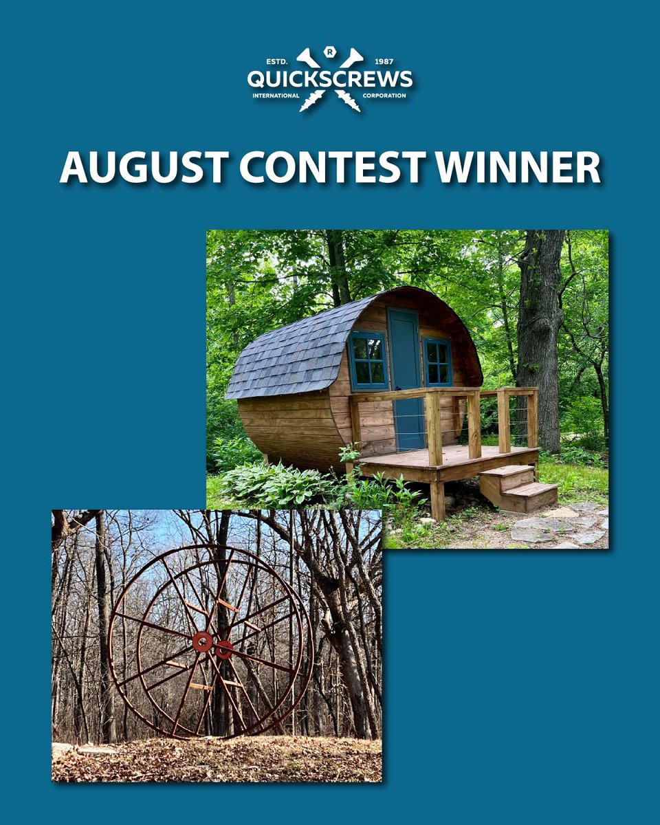 Quickscrews's tweet photo. Congrats to our August #QuickscrewsContest Winner! Check out this creative cable spool turned playhouse—amazing craftsmanship! Thanks to everyone who entered. Keep tagging your projects #Quickscrews to be featured in future posts &amp; newsletters! https://t.co/jrUBbQZ054
