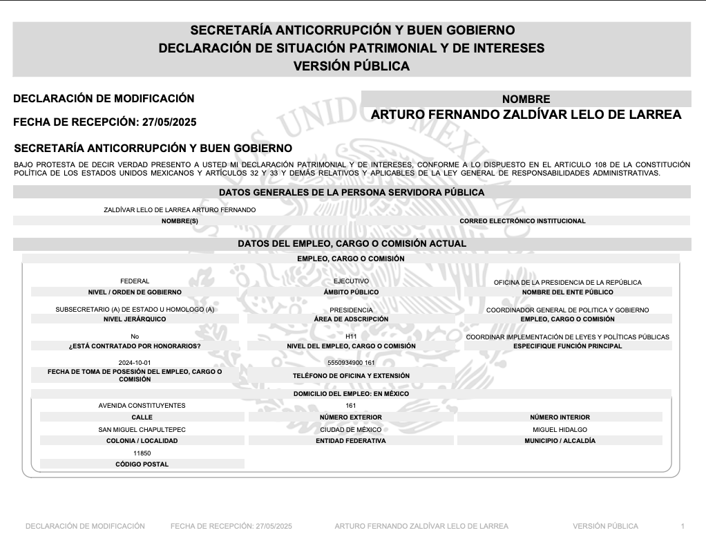 emeequis's tweet photo. Opulencia republicana. 💰Según su declaración patrimonial, Arturo Zaldívar (@ArturoZaldivarL), exministro de la SCJN y ahora coordinador en Presidencia, ganó en 2024 cerca de 4.8 MDP por su cargo público, más 1.6 MDP de otros ingresos. 

Su salario mensual combinado supera los 400 mil pesos, más del doble que los 134 mil de Claudia Sheinbaum.

El reportaje completo aquí: https://t.co/VOXcykW5nn
