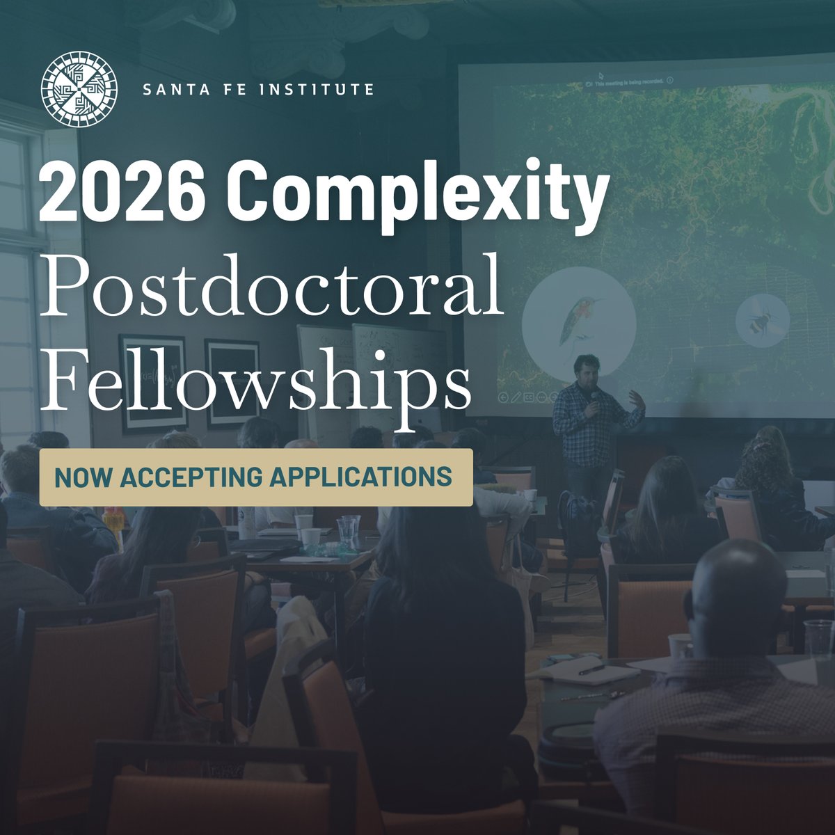 sfiscience's tweet image. SFI Scientists transcend fields and the boundaries of science.

The 2026 SFI Complexity Postdoctoral Fellowships applications are open, offering early-career scholars unparalleled intellectual freedom, transdisciplinary collaboration with leading researchers worldwide, and a…