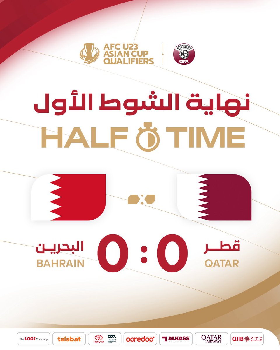 Half Time.. Qatar (0) : (0) Bahrain #AlAnnabi