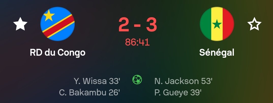 C'est ici que les Romains s'empoignèrent.
RDC 2-3 Sénégal.