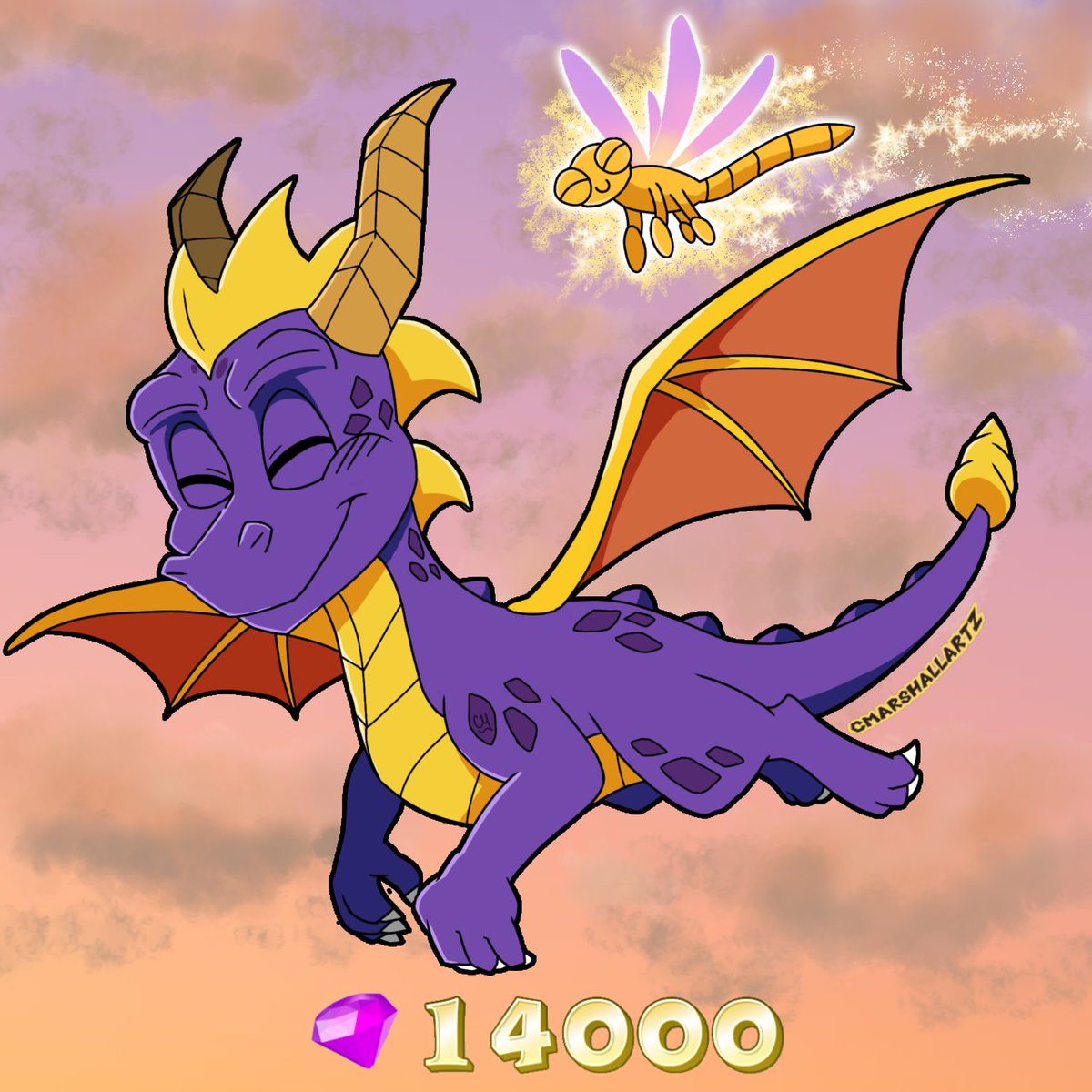 Cmarshallartz's tweet photo. Today's #SpyroCommunityDay, so I figured I'd repost my fav Spyro art I did from way back! 
That purple firebreather will always hold a special place in my heart 💜🔥
#Fanart #SpyroTheDragon https://t.co/wvxBjcpvUW