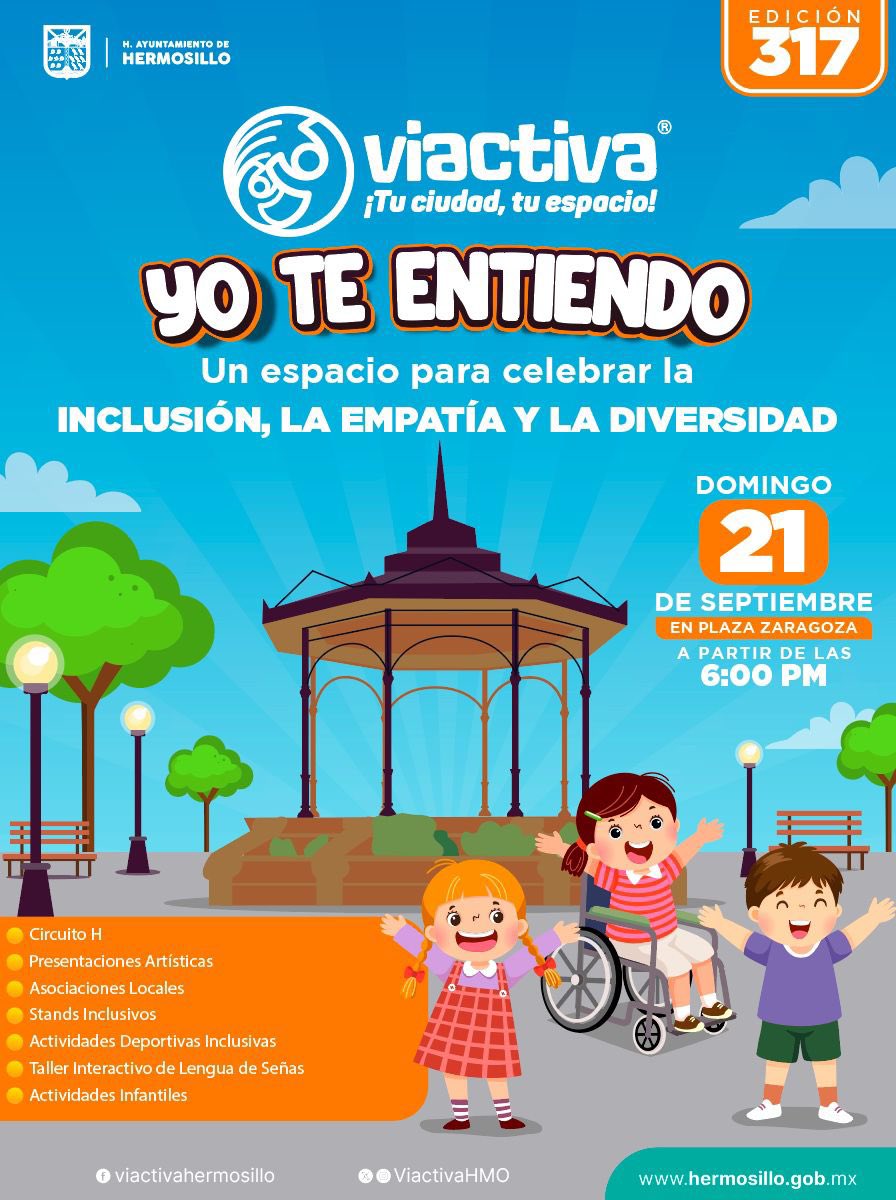 ¡El domingo 21 la Plaza Zaragoza se llena de inclusión, empatía y diversidad!

Ven con tu familia y disfruta de Viactiva: “Yo te entiendo” 

📅 Domingo 21 de septiembre
📍 Plaza Zaragoza
⏰ Desde las 6:00 PM

#Viactiva #TuCiudadTuEspacio