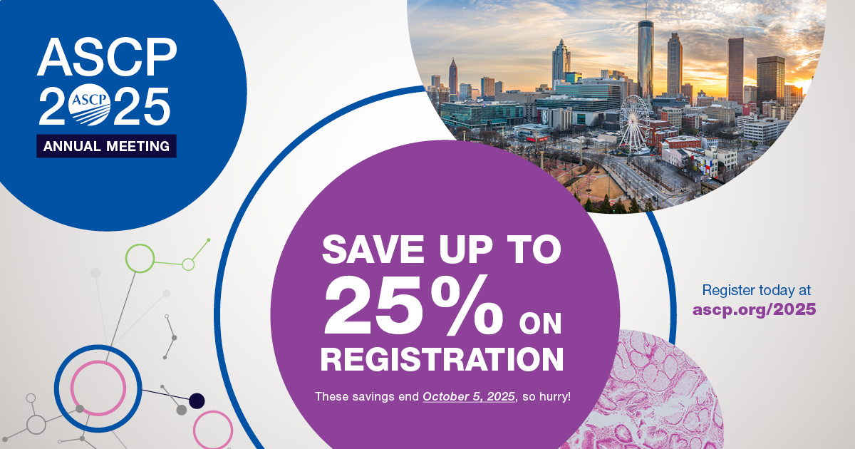 ASCP_Chicago's tweet image. Early bird pricing for #ASCP2025 is here for a limited time! Join us in Atlanta November 17-20 for 4 days of fun activities, education, and more. Save up to 25% on registration through October 5: bit.ly/4g0zbr9 

#labmedicine #pathology