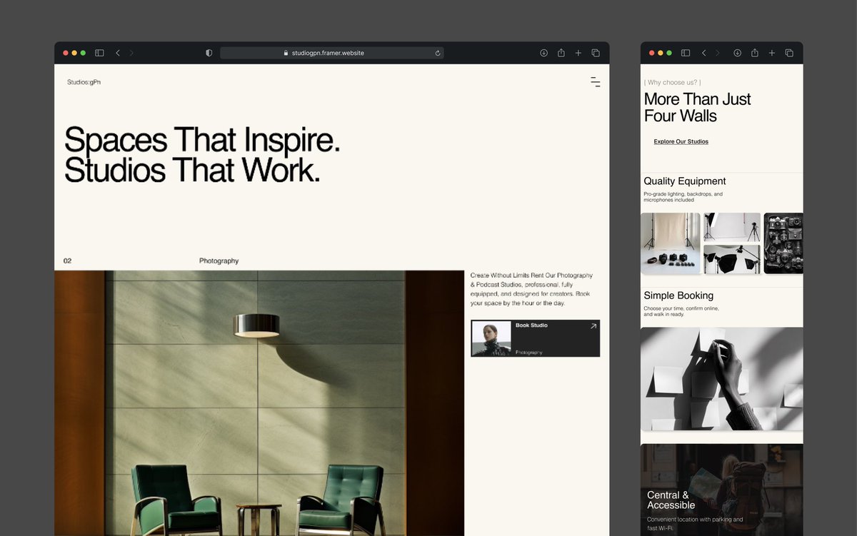 🚧 
what do you think of this Landing page for a Rental Studio?

Leave reviews in the comment 

#figma #webdesign #framer #studio