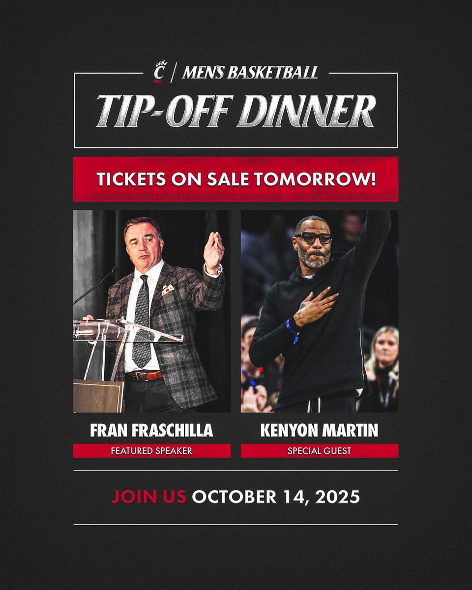 An evening with <a href="/franfraschilla/">Fran Fraschilla</a> and <a href="/KenyonMartinSr/">Kenyon Martin Sr.</a>. 🤩

Tickets to our annual tip-off dinner go on sale tomorrow!

📝: cpaw.me/48ddd0