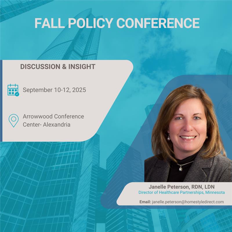 HomestyleDirect's tweet photo. Looking forward to the Fall Policy Conference! Janelle Peterson, RDN, LDN, will be representing Homestyle Direct and connecting with leaders driving innovation in healthcare partnerships.

#HealthcarePolicy #MedicallyTailoredMeals #HealthEquity #FallConference2025 https://t.co/heSSAAYQ7E