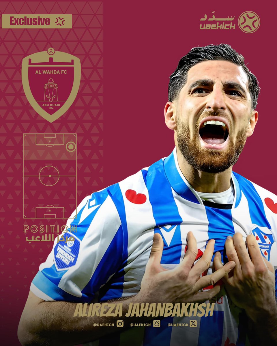 🔛🚨| #EXCL 💢

🟤🇮🇷 دخل الوحدة في مفاوضات للتعاقد مع الجناح الدولي الايراني علي رضا جهانبخش (32 عاماً) لاعب هيرينفين الهولندي في صفقة انتقال حر.