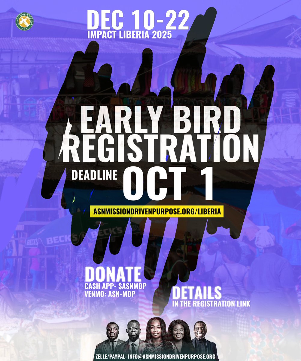AsnMdp's tweet photo. Our early bird registration deadline has been extended to October 1.

Join us on this relief odyssey as we seek to serve the citizens of Liberia.

Sign up today.

Registration link in the comment section https://t.co/tBTgxBNiLh