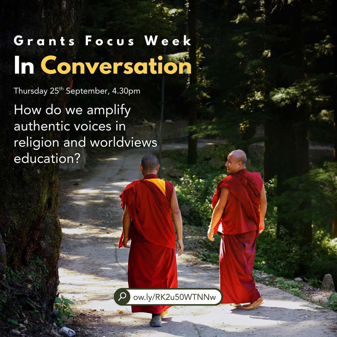 Culham St Gabriel’s (@culhamstgabriel) on Twitter photo Excited for Grants Focus Week? 
On 25th September, we're hosting a free, online In Conversation event, exploring how we can amplify authentic voices in religion and worldviews education. Featuring some of our brilliant grantees, this isn't one to miss!
ow.ly/RK2u50WTNNw Excited for Grants Focus Week? 
On 25th September, we're hosting a free, online In Conversation event, exploring how we can amplify authentic voices in religion and worldviews education. Featuring some of our brilliant grantees, this isn't one to miss!
ow.ly/RK2u50WTNNw
