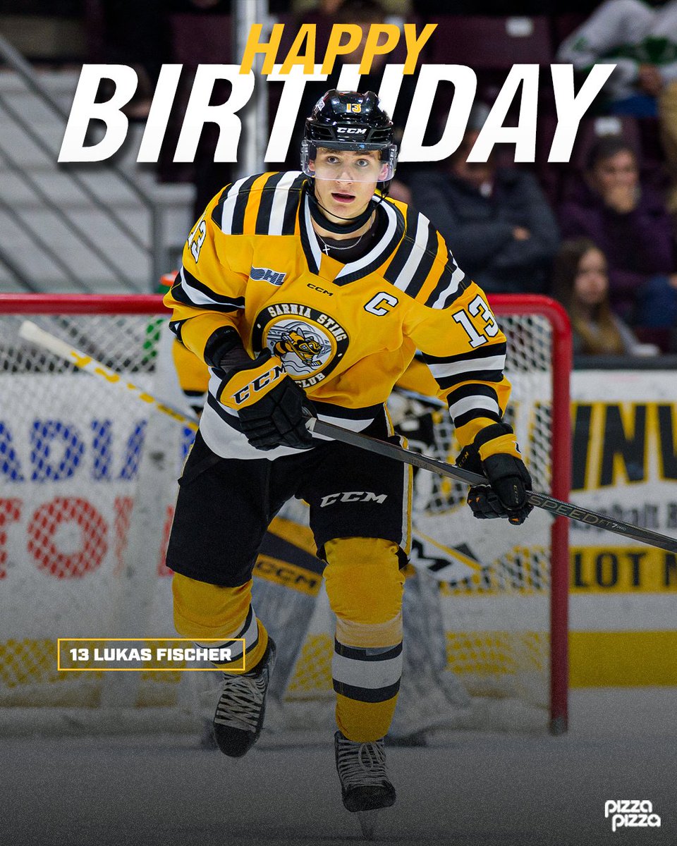 StingHockey's tweet photo. Join us #StingNation in wishing Lukas Fischer a HAPPY BIRTHDAY powered by @pizzapizzaltd ! !
We hope you have a great day 🍕🎉 https://t.co/J7Nxa0rX5d