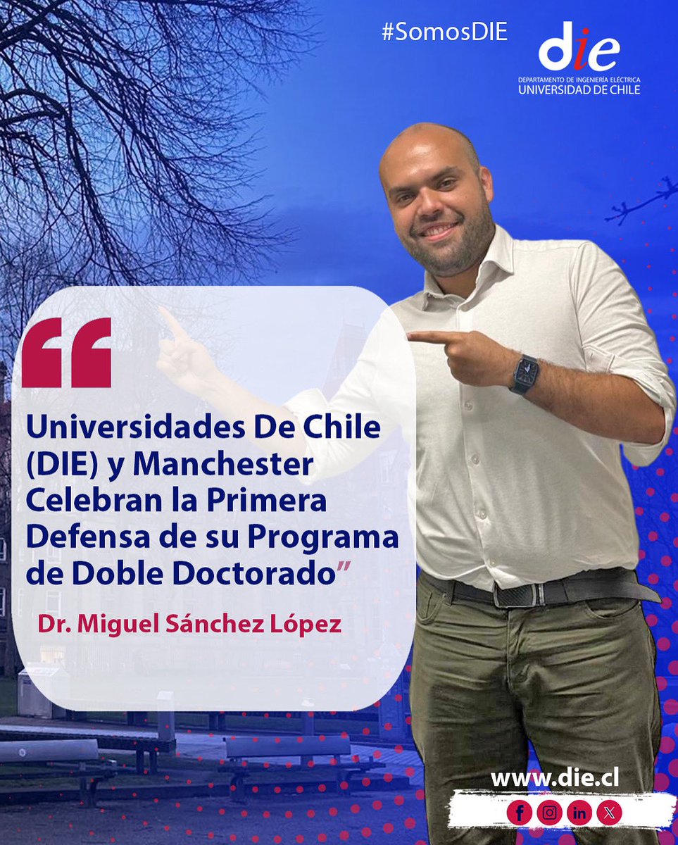 ¡Hito! Miguel Sánchez, titulado del DIE, es el primer doctor del programa de doble doctorado Uchile - U.Manchester.

Más detalles 👉die.cl