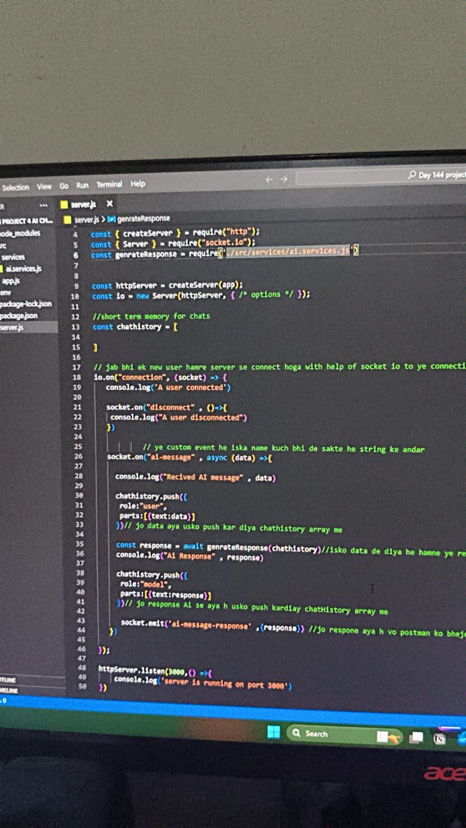 AnujKus33788991's tweet image. Day 18 & 19 ✅ of my #75DaysOfCode
Learned WebSockets ⚡
Bidirectional connections 🔄
Custom events → socket.on & socket.emit 🎯
Explored short-term memory in sockets 💻
Real-time features are going to be fun to build 🚀
#NodeJS #WebSockets #BackendDev #RealTime
