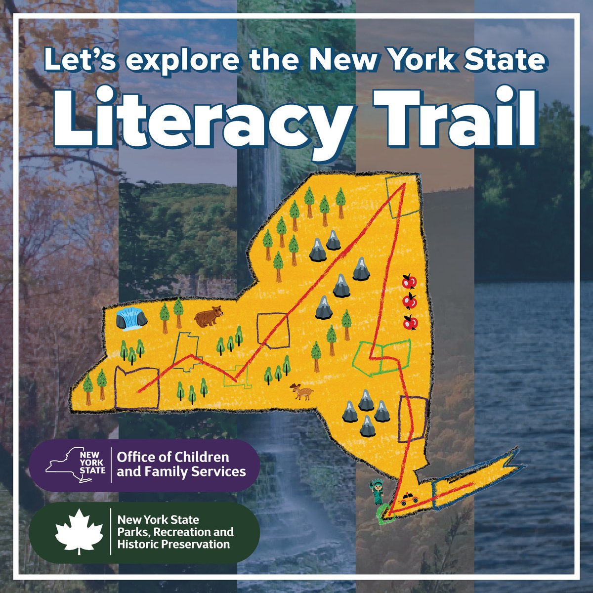 NYSOCFS's tweet image. This summer and fall, explore the New York State Literacy Trail!🍂📚 Which book and park are closest to you? Find out: ocfs.ny.gov/programs/child…

#UnplugAndPlay #NYSOCFS @NYstateparks