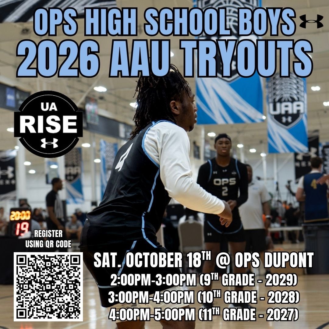 🚨NOW LIVE - OPS HS BOYS OPEN AAU TRYOUTS!!!

🗓️ Saturday October 18th

🏀 2:00pm-3:00pm (9th Grade - 2029)

🏀 3:00pm-4:00pm (10th Grade - 2028)

🏀 4:00pm-5:00pm (11th Grade - 2027)

📍 OPS Fitness Club

✅ Please register using the QR code or link in our bio

#uarise #opsbball