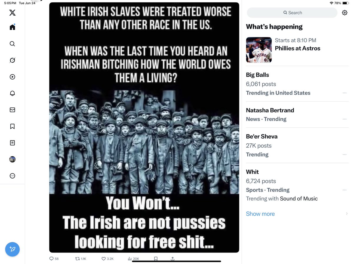 kaylee51fl's tweet image. Your ancestors sold your ancestors into slavery.   Just like my ancestors sold my Irish ancestors into slavery…but we don’t bitch about it