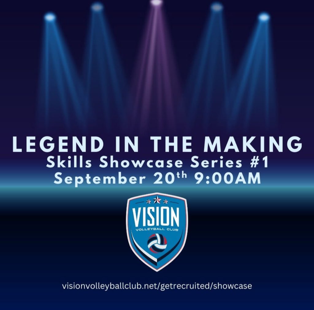 Vision Volleyball Club (@visionvbclub1) on Twitter photo Our Skills Showcase Series is back!! 
Get ready for:
High-level reps
Drills
Player highlight bio + headshot
Film for your recruiting profile
📍 Open to current Vision athletes (8th–12th grade)
📅 September 20 | ⏰ 9:00 AM
👉 Register now: visionvolleyballclub.net/getrecruited/s… Our Skills Showcase Series is back!! 
Get ready for:
High-level reps
Drills
Player highlight bio + headshot
Film for your recruiting profile
📍 Open to current Vision athletes (8th–12th grade)
📅 September 20 | ⏰ 9:00 AM
👉 Register now: visionvolleyballclub.net/getrecruited/s…